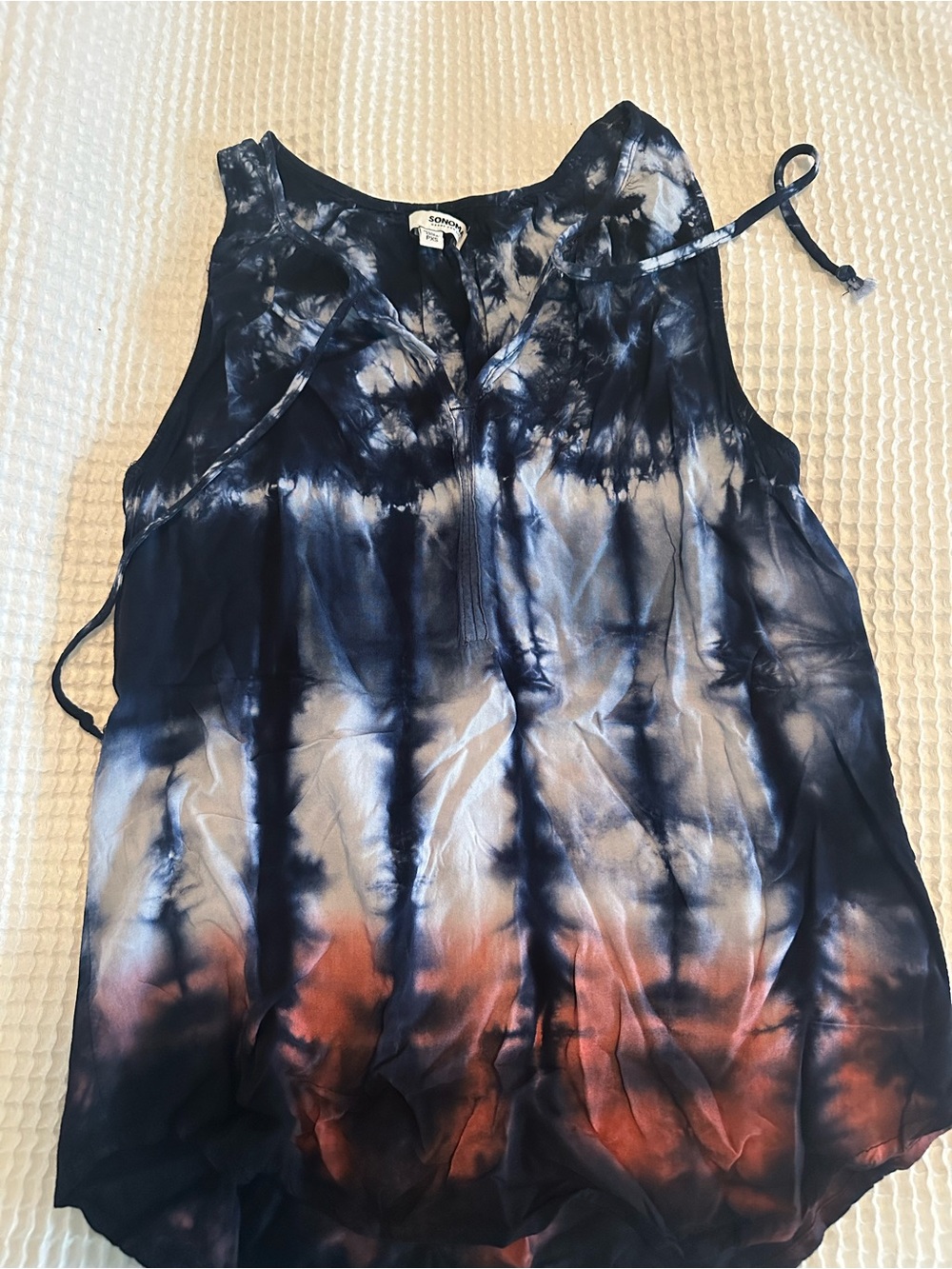 Sonoma Tie-Dye Sleeveless Tank- red white & blue 4th of July Petite XS